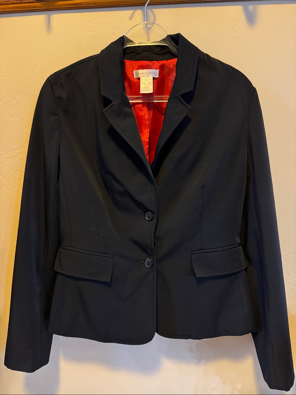 Isaac Mizrahi Black Blazer with Red Lining